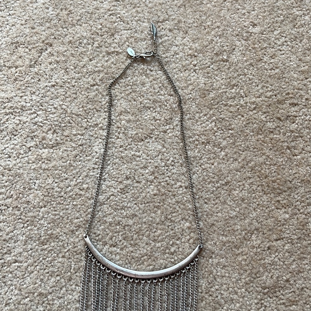 Boho Feather Chain Statement Silver Necklace - image 3